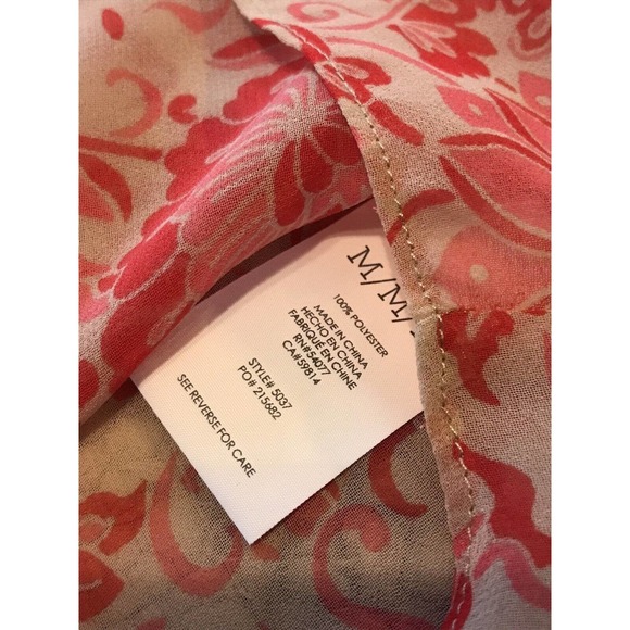 CAbi Vita Draped Open Back Pink Tan Floral Sheer Top Blouse 5037 Sz M - Picture 6 of 9